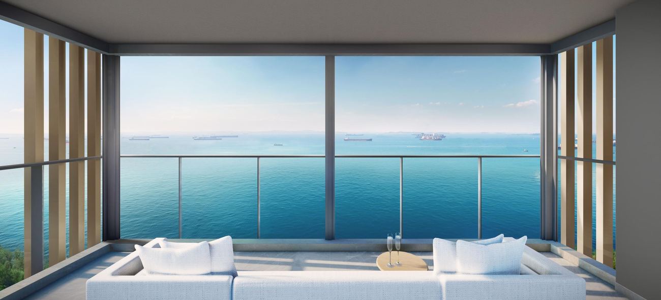 Living room opening to a balcony