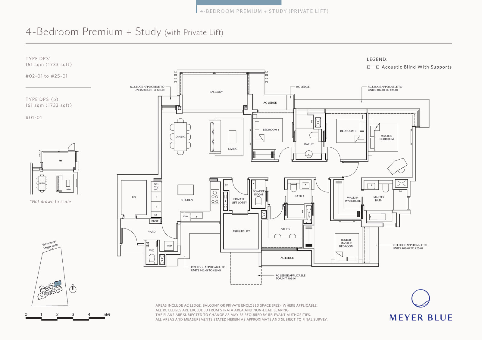 Floor plan, 4 Bedroom Premium + Study — Type DPS1 — 1,733 sq ft (161 sq m)