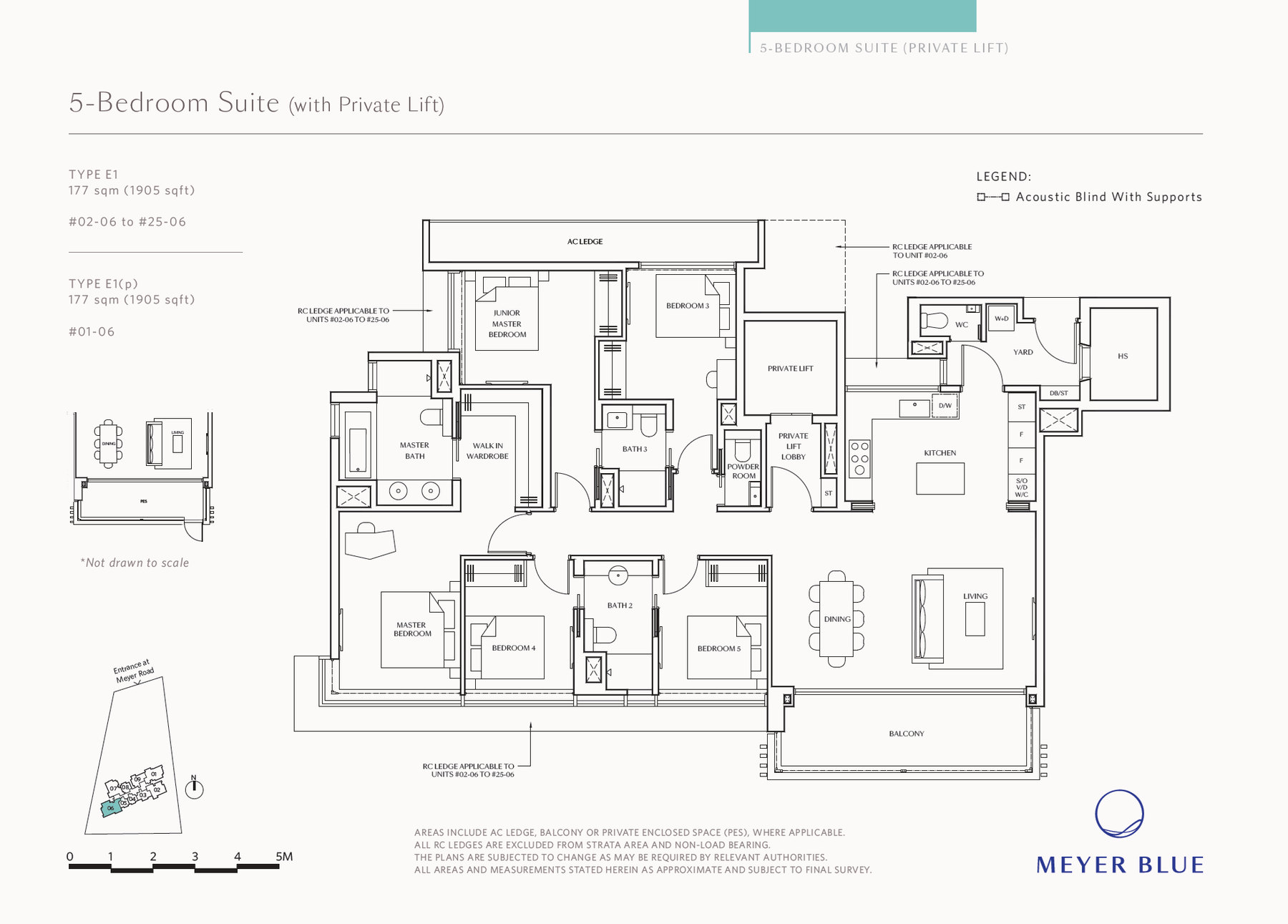 Floor plan, 5 Bedroom Suite — Type E1 — 1,905 sq ft (177 sq m)