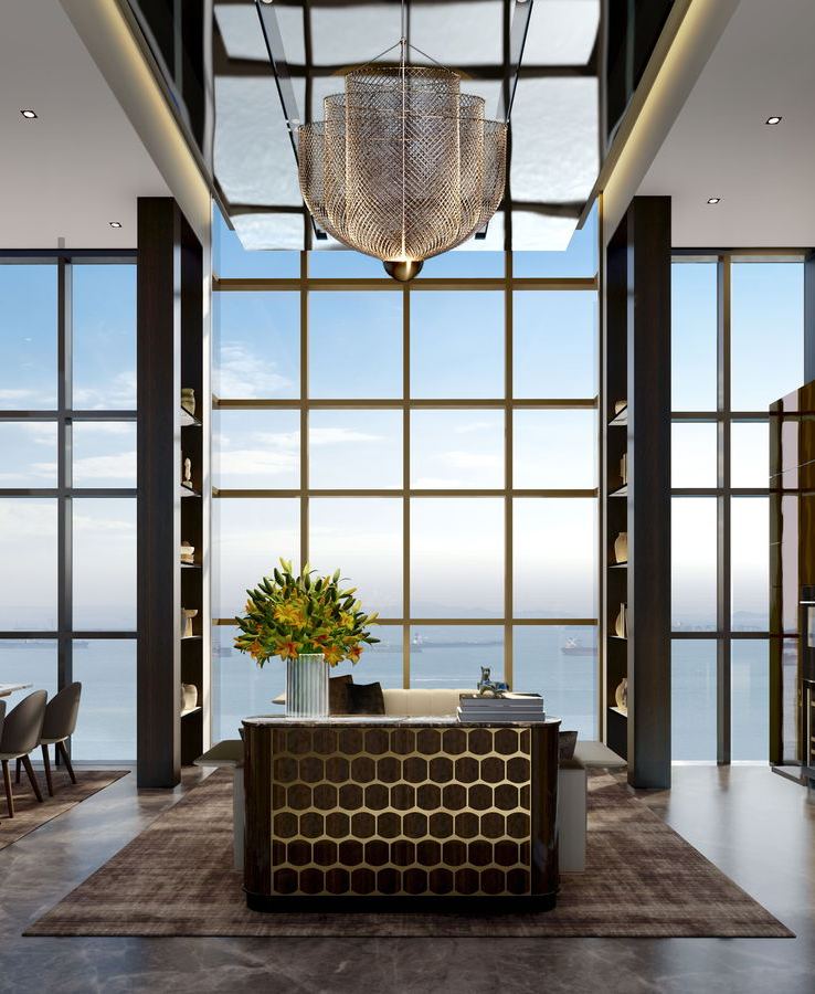 Sky lounge with full-height windows